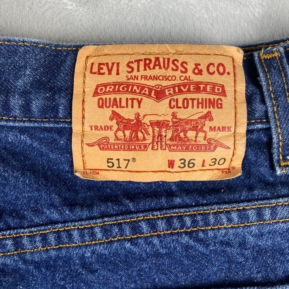 Vintage Levis 517 Jeans Mens 36x30 Blue Y2K Boot Cut Western Cowboy Dark Denim - Picture 5 of 14